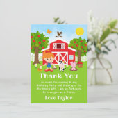 Boerderij Rood Verjaardag Roodharig Meisje Bedankkaart (Staand voorkant)