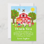 Boerderij Rood Verjaardag Roodharig Meisje Bedankkaart (Voorkant)