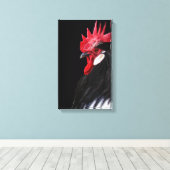 Boerderij Rooster Black Red White Chicken Photo Canvas Afdruk (Insitu (Houten vloer))