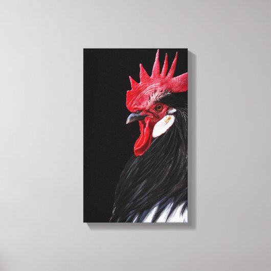 Boerderij Rooster Black Red White Chicken Photo Canvas Afdruk (Voorkant)