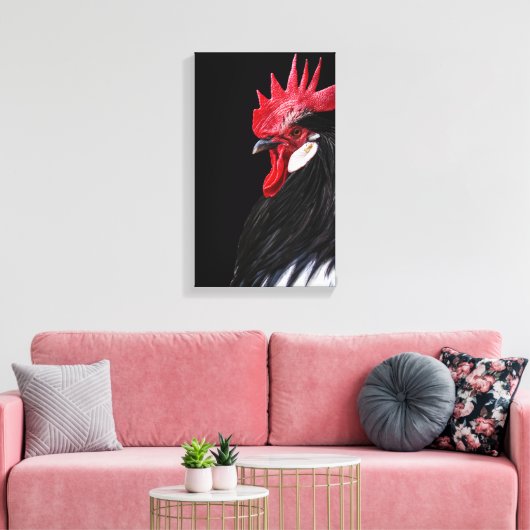 Boerderij Rooster Black Red White Chicken Photo Canvas Afdruk (Insitu (Woonkamer))