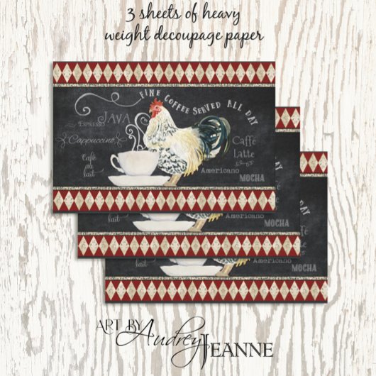 Boerderij Rooster Koffie Keuken Krijt Decoupage Inpakpapier Vel