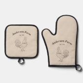 Boerderij Rooster Ovenwant & Pannenlap Set (Voorkant)