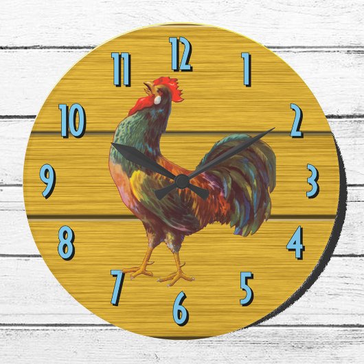 Boerderij Rooster Rustic Wood Plank Kitchen Grote Klok
