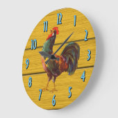 Boerderij Rooster Rustic Wood Plank Kitchen Grote Klok (Hoek)