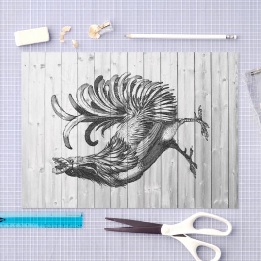 Boerderij Rooster Weathered Barn Wood Tissuepapier (Craft)