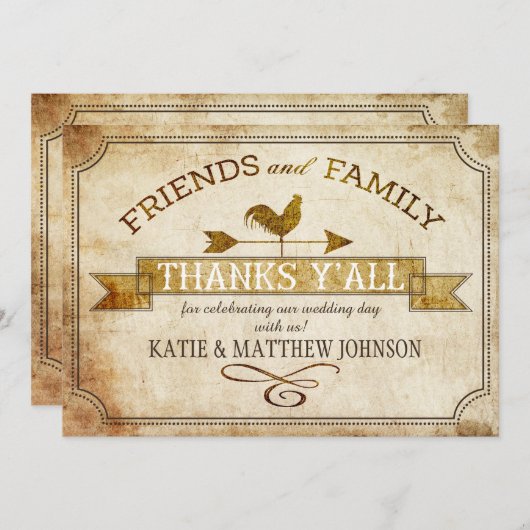  Boerderij Rooster Weer Vane Rustic Dank u Kaart (Voorkant / Achterkant)