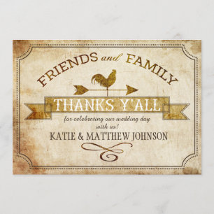 Boerderij Rooster Weer Vane Rustic Dank u Kaart