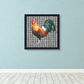 Boerderij Rooster Zwart en Wit Rustiek Land Canvas Afdruk (Insitu (Houten vloer))