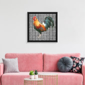 Boerderij Rooster Zwart en Wit Rustiek Land Canvas Afdruk (Insitu (Woonkamer))