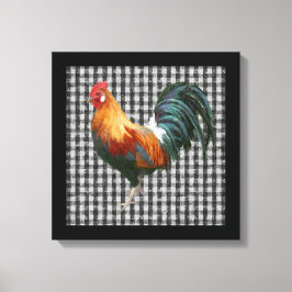 Boerderij Rooster Zwart en Wit Rustiek Land Canvas Afdruk