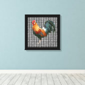 Boerderij Rooster Zwart en Wit Rustiek Land Canvas Afdruk (Insitu (Houten vloer))