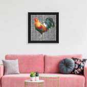 Boerderij Rooster Zwart en Wit Rustiek Land Canvas Afdruk (Insitu (Woonkamer))