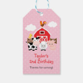 Boerderij (roze) Barnyard Verjaardagsfeestje Dank Cadeaulabel (Achterkant)