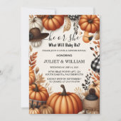 Boerderij Roze Blauwe Herfst Meisje Pompoen Geslac Kaart (Voorkant)