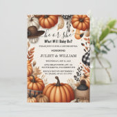 Boerderij Roze Blauwe Herfst Meisje Pompoen Geslac Kaart (Staand voorkant)