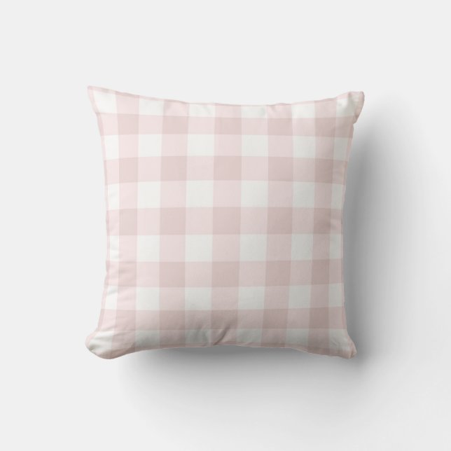 Boerderij Roze Buffel Gingham Plaid Kussen (Voorkant)