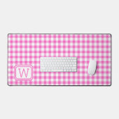 Boerderij Roze en Witte Gingham Plaid Monogram Bureaumat (Keyboard & Muis)
