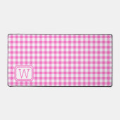 Boerderij Roze en Witte Gingham Plaid Monogram Bureaumat (Voorkant)