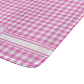 Boerderij Roze en Witte Gingham Plaid Monogram Snijplank (Hoek)