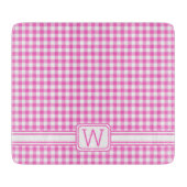 Boerderij Roze en Witte Gingham Plaid Monogram Snijplank (Voorkant)
