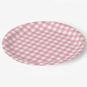 Boerderij roze gingham papieren bordje (Gekanteld)