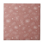 Boerderij Roze Mauve Bloemen Keramische Tegel Tegeltje<br><div class="desc">Zoete hand getekende witte bloemen en bladeren op een land roze/mauve boerderij achtergrond. 100% klanttevredenheid met "Zazzle" elke dag.</div>