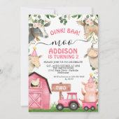 Boerderij Roze schuur en tractor meisjes verjaarda Kaart (Voorkant)