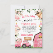 Boerderij Roze Schuur Tractor Verjaardag Dank u ka Bedankkaart (Voorkant)
