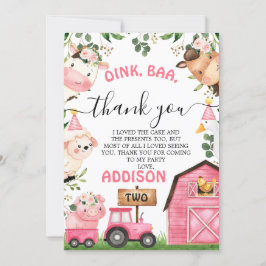 Boerderij Roze Schuur Tractor Verjaardag Dank u ka Kaart