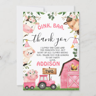 Boerderij Roze Schuur Tractor Verjaardag Dank u ka Kaart