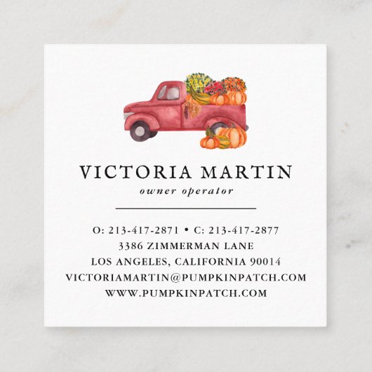 Boerderij Rustic Barn Herfst van de pompoenpatchfa Vierkante Visitekaartje (Achterkant)