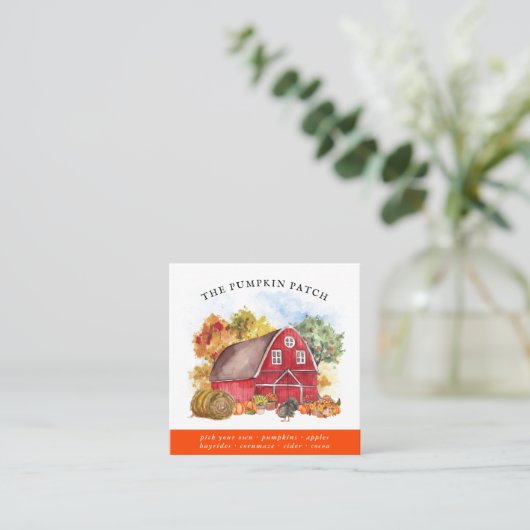 Boerderij Rustic Barn Herfst van de pompoenpatchfa Vierkante Visitekaartje (Staand voorkant)