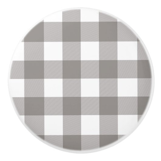 Boerderij Rustic Grijs & Wit Buffalo Plaid Vierkan Keramische Knop (Voorkant)