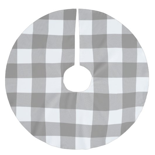 Boerderij Rustic Grijs & Wit Buffalo Plaid Vierkan Kerstboom Rok (Voorkant)