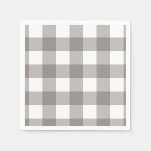 Boerderij Rustic Grijs & Wit Buffalo Plaid Vierkan Servet (Voorkant)