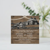 Boerderij Rustic String Lights Barn Wedding Invita Kaart (Staand voorkant)