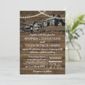 Boerderij Rustic String Lights Schuur Huwelijksuit Kaart (Staand voorkant)