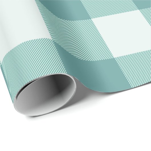 Boerderij Rustiek Blauwgroen Witte Buffalo Plaid P Cadeaupapier (Rol Hoek)