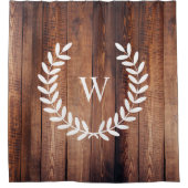 Boerderij Rustiek Land Witte Laurels Houten Planke Douchegordijn (Voorkant)