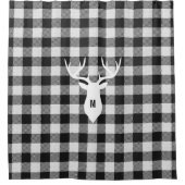 Boerderij Rustiek Zwart Wit Buffel Herten Monogram Douchegordijn (Voorkant)