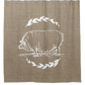 Boerderij Rustieke Faux Burlap White Laurels Varke Douchegordijn (Voorkant)