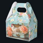 Boerderij Rustieke Hen & Bloemen Pasen Bedankdoosjes<br><div class="desc">Vier Pasen met deze boerderijwelkomstbox, met een prachtig geïllustreerde kip die rust in een rustieke koffer, omringd door zachte pastelbloemen op een delicate blauwe achtergrond. Deze shabby chique geschenkdoos is perfect voor paaslekkernijen, feestgunsten en voorjaarsvieringen. Of u nu een paasbrunch, baby shower of een bijeenkomst in boerderijstijl organiseert, deze gunstbox...</div>