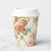 boerderij rustieke roze rozen papieren bekers (Achterkant)