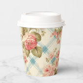 boerderij rustieke roze rozen papieren bekers (Voorkant)