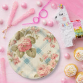  boerderij rustieke roze rozen papieren bordje (Feest)