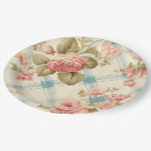  boerderij rustieke roze rozen papieren bordje (Gekanteld)