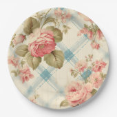  boerderij rustieke roze rozen papieren bordje (Voorkant)