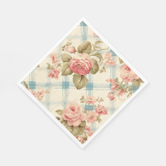  boerderij rustieke roze rozen servet (Hoek)