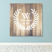 Boerderij rustieke schuur hout laurels familienaam canvas afdruk (Insitu (Houten vloer))